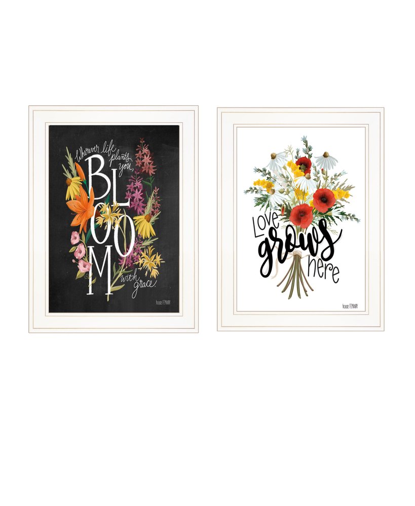Set Of Two Love and Bloom White Framed Print Wall Art — view 2