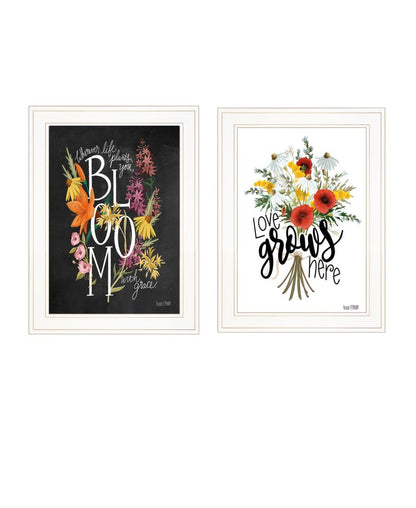 Set Of Two Love and Bloom White Framed Print Wall Art HomeRoots