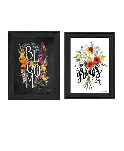 Set Of Two Love and Bloom White Framed Print Wall Art HomeRoots