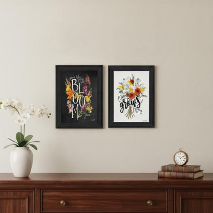 Set Of Two Love and Bloom White Framed Print Wall Art HomeRoots
