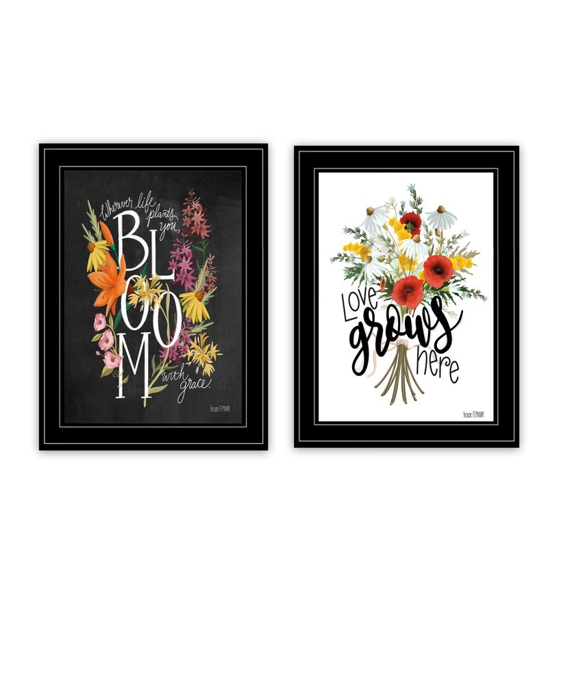 Set Of Two Love and Bloom Black Framed Print Wall Art HomeRoots