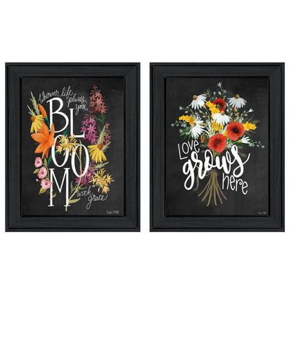 Set Of Two Love Grows Here Black Framed Print Wall Art HomeRoots
