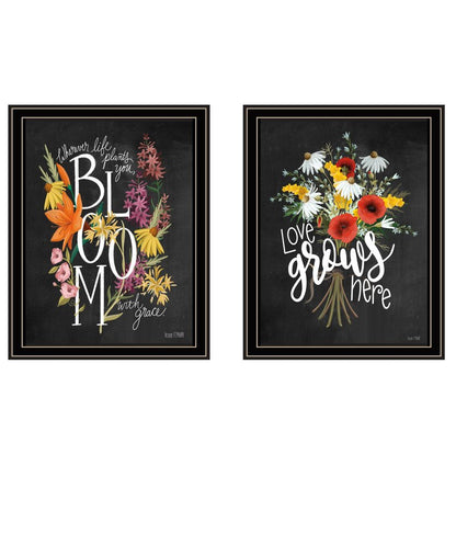 Set Of Two Love Grows Here Black Framed Print Wall Art HomeRoots