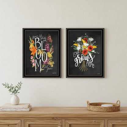 Set Of Two Love Grows Here Black Framed Print Wall Art HomeRoots