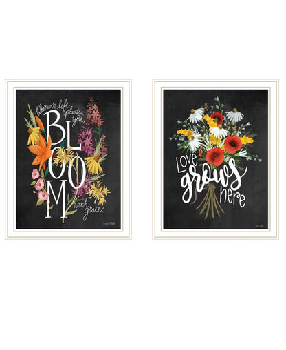 Set Of Two Love Grows Here White Framed Print Wall Art HomeRoots