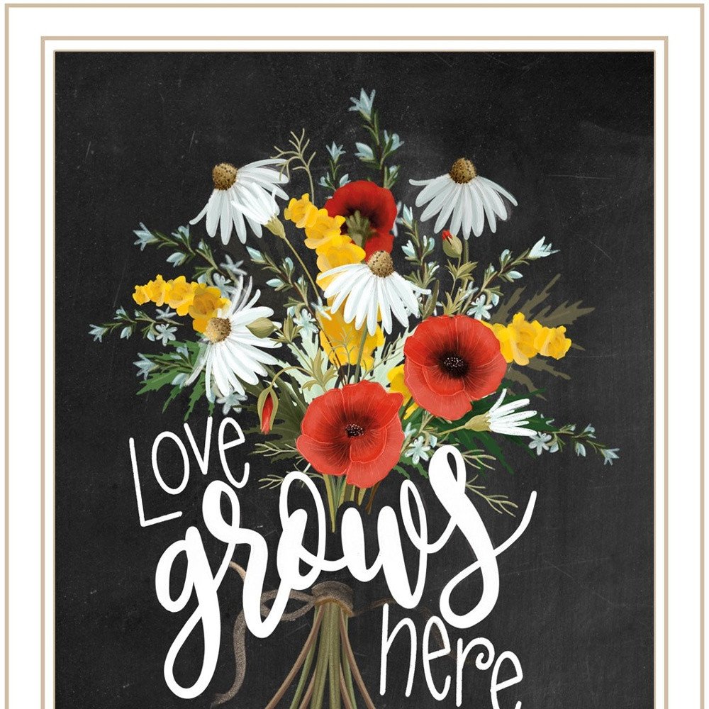 Set Of Two Love Grows Here White Framed Print Wall Art HomeRoots