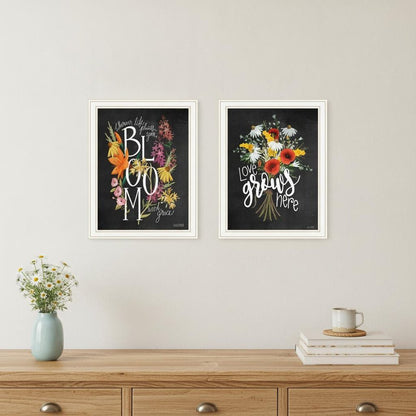 Set Of Two Love Grows Here White Framed Print Wall Art HomeRoots