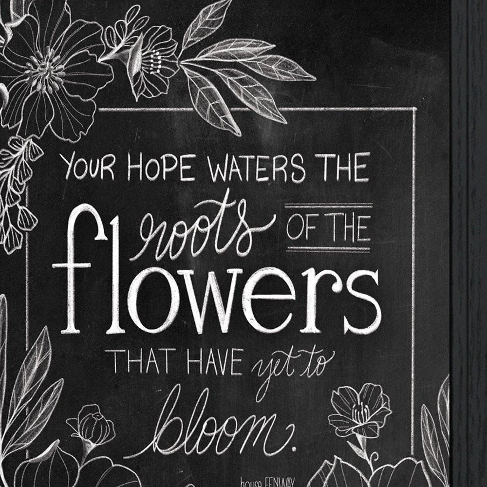 Set Of Two Vintage Chalkboard Blooms Black Framed Print Wall Art — view 3