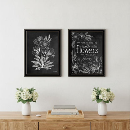 Set Of Two Vintage Chalkboard Blooms White Framed Print Wall Art HomeRoots