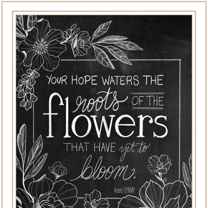 Set Of Two Vintage Chalkboard Blooms White Framed Print Wall Art HomeRoots