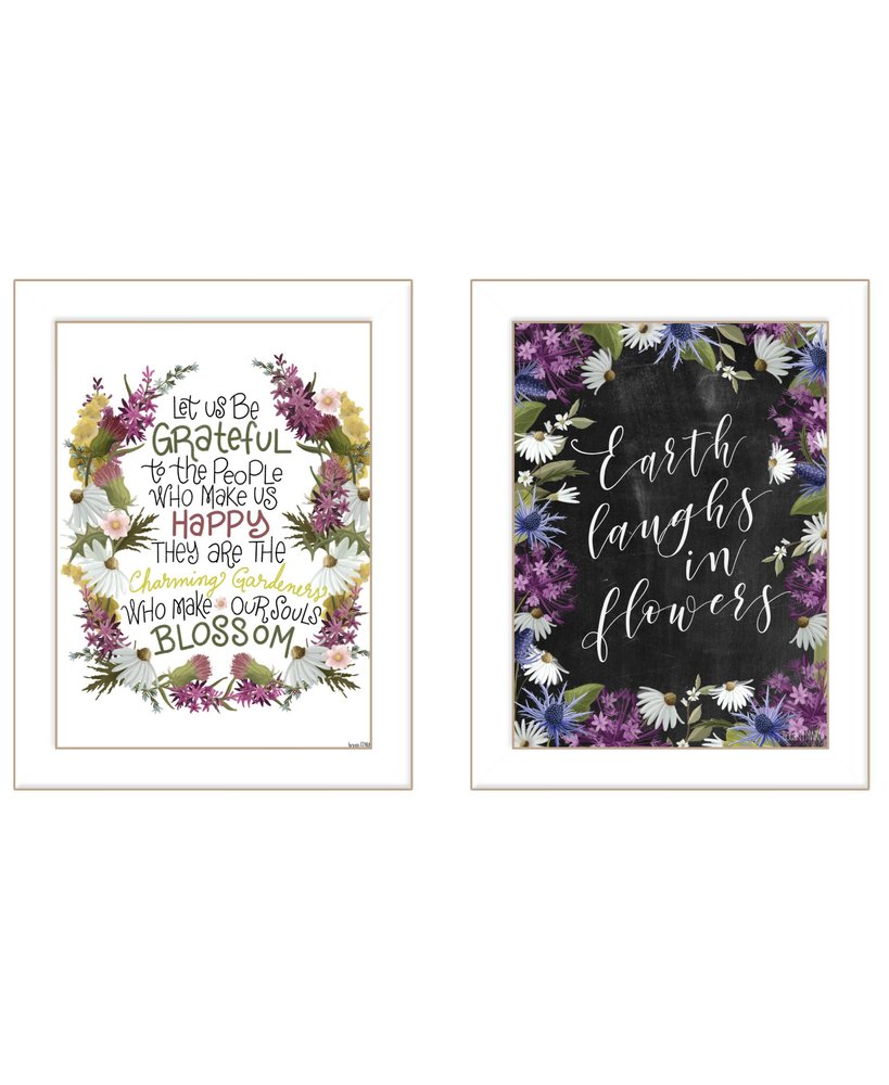 Set Of Two Flowers Make Us Laugh White Framed Print Wall Art HomeRoots