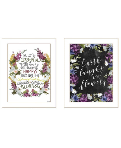 Set Of Two Flowers Make Us Laugh White Framed Print Wall Art HomeRoots