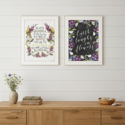 Set Of Two Flowers Make Us Laugh White Framed Print Wall Art HomeRoots