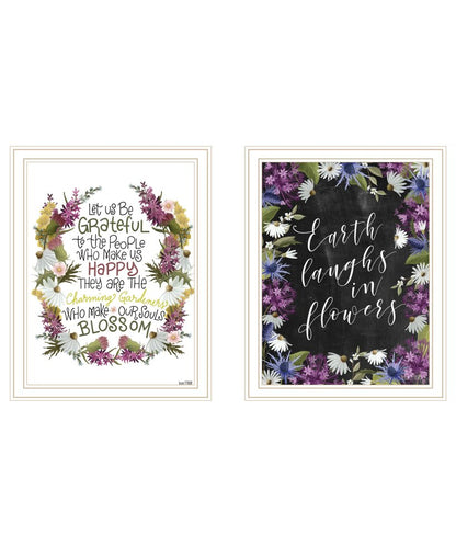 Set Of Two Flowers Make Us Laugh White Framed Print Wall Art HomeRoots