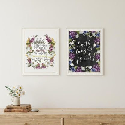 Set Of Two Flowers Make Us Laugh White Framed Print Wall Art HomeRoots