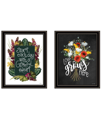 Set Of Two With Grateful Hearts White Framed Print Wall Art HomeRoots