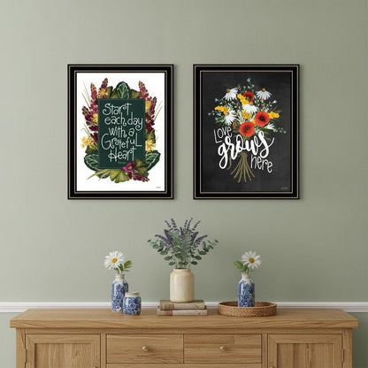 Set Of Two With Grateful Hearts White Framed Print Wall Art HomeRoots