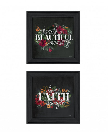 Set Of Two Cherish and Have Faith 3 White Framed Print Wall Art HomeRoots