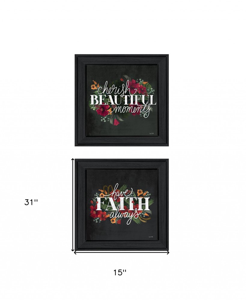 Set Of Two Cherish and Have Faith 3 White Framed Print Wall Art — view 7