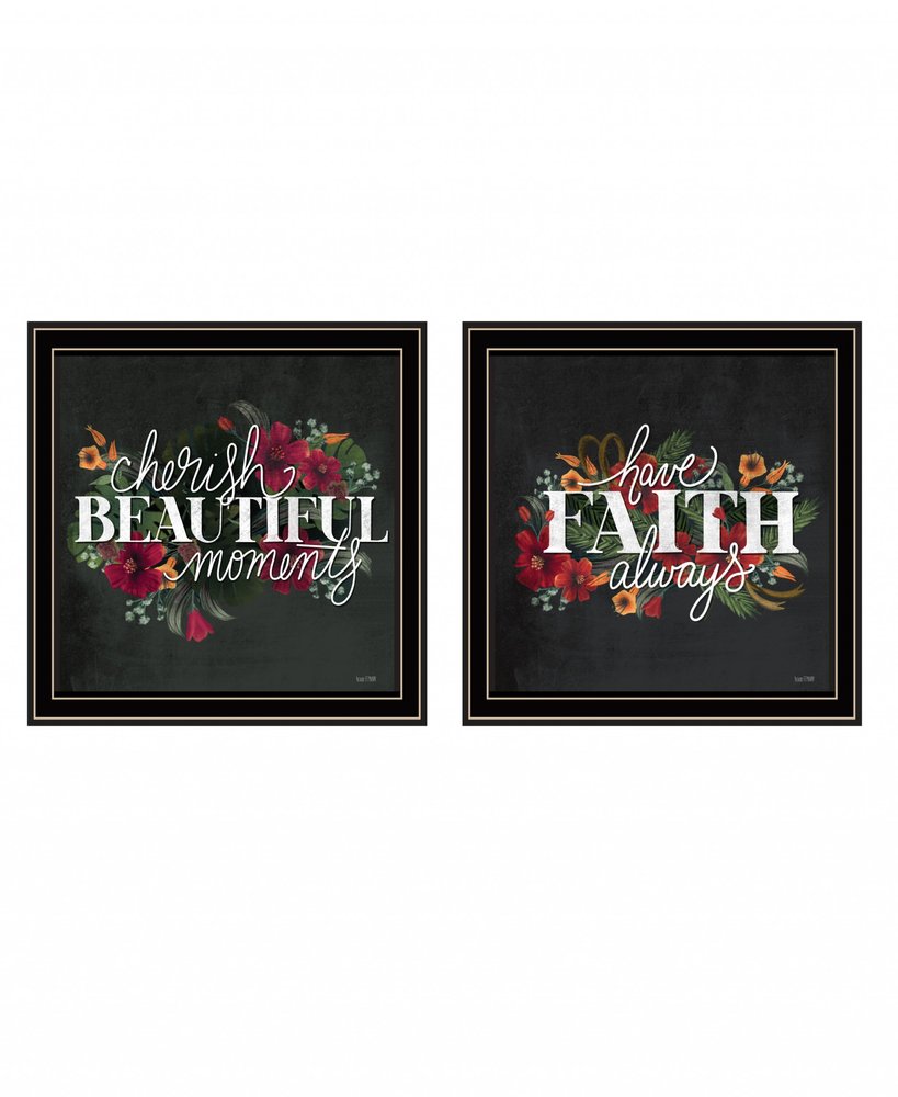 Set Of Two Cherish and Have Faith 2 Black Framed Print Wall Art — view 1
