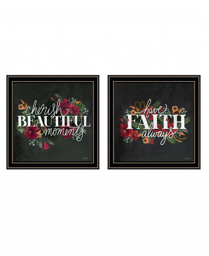 Set Of Two Cherish and Have Faith 2 Black Framed Print Wall Art HomeRoots