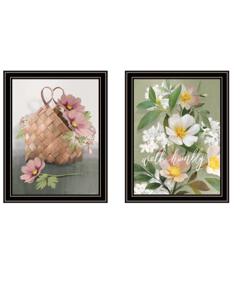 Set Of Two Farmhouse Daisies Black Framed Print Wall Art HomeRoots