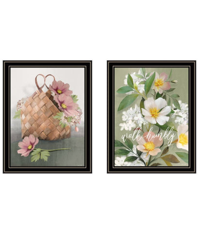 Set Of Two Farmhouse Daisies Black Framed Print Wall Art HomeRoots