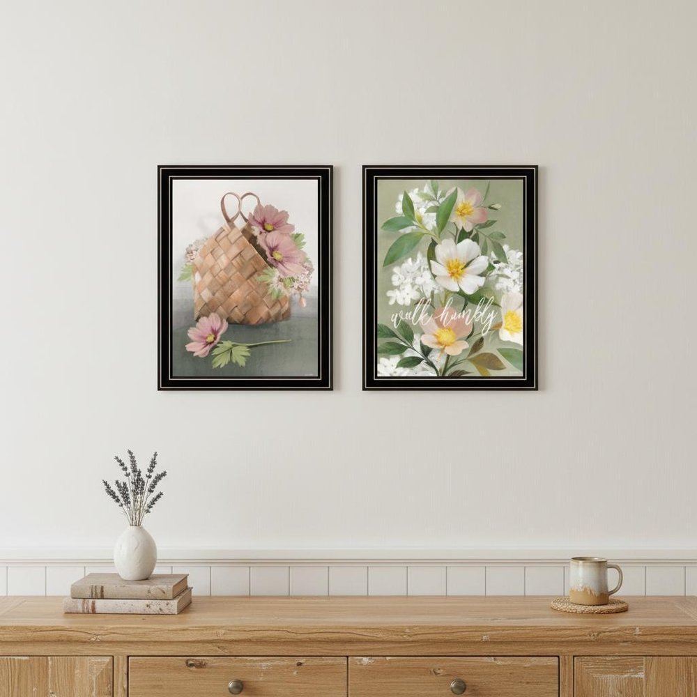 Set Of Two Farmhouse Daisies Black Framed Print Wall Art HomeRoots