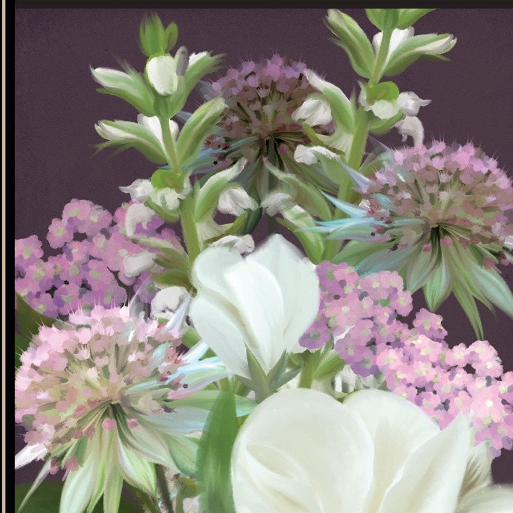 Set Of Two Lilac and Wild Plum Bouquet Black Framed Print Wall Art — view 2