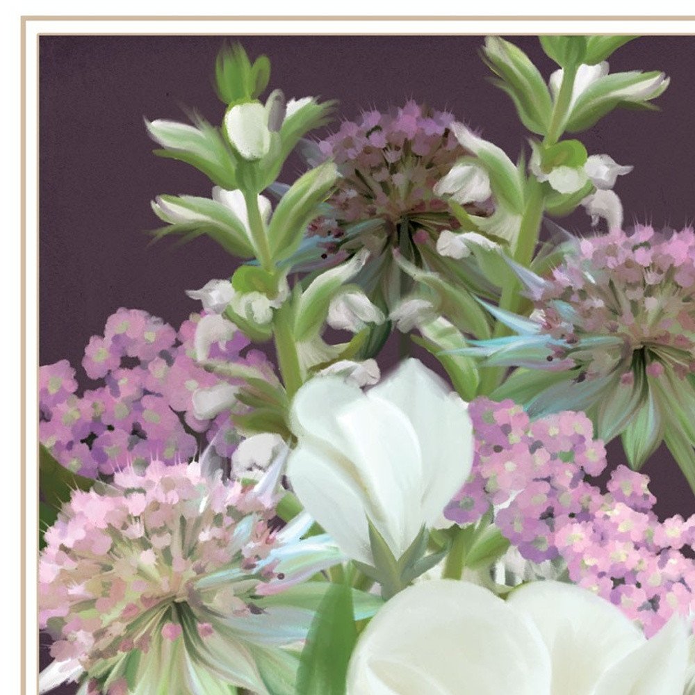 Set Of Two Lilac and Wild Plum Bouquet Black Framed Print Wall Art HomeRoots
