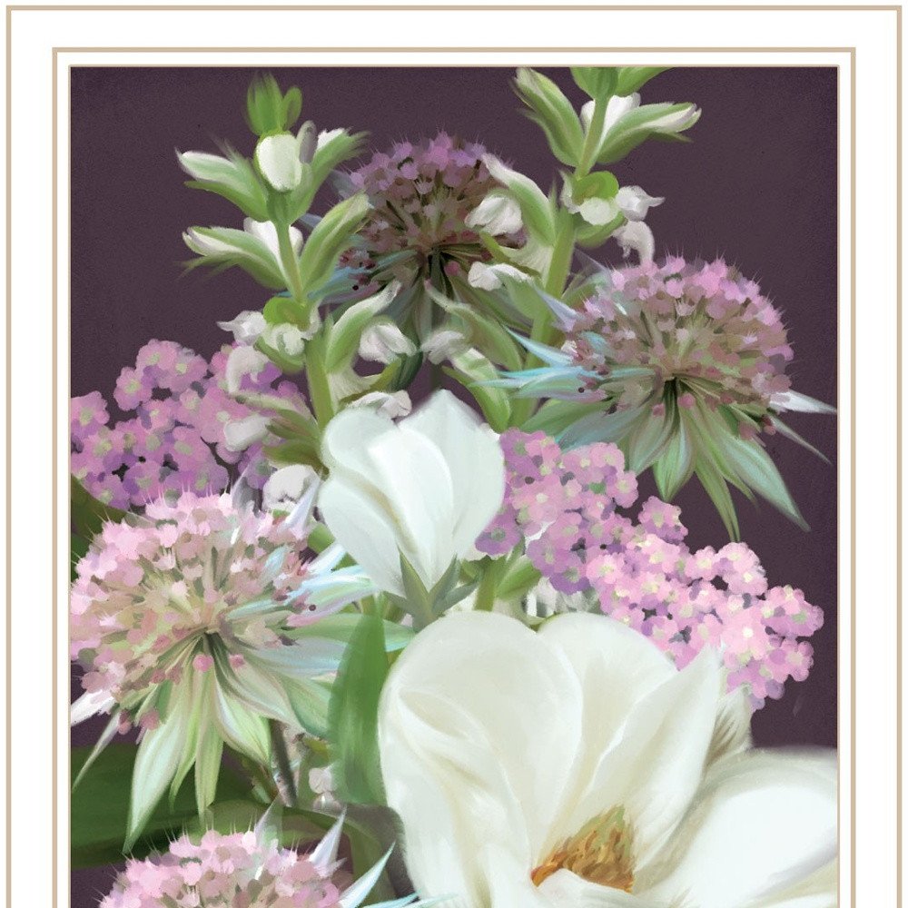 Set Of Two Lilac and Wild Plum Bouquet Black Framed Print Wall Art — view 6