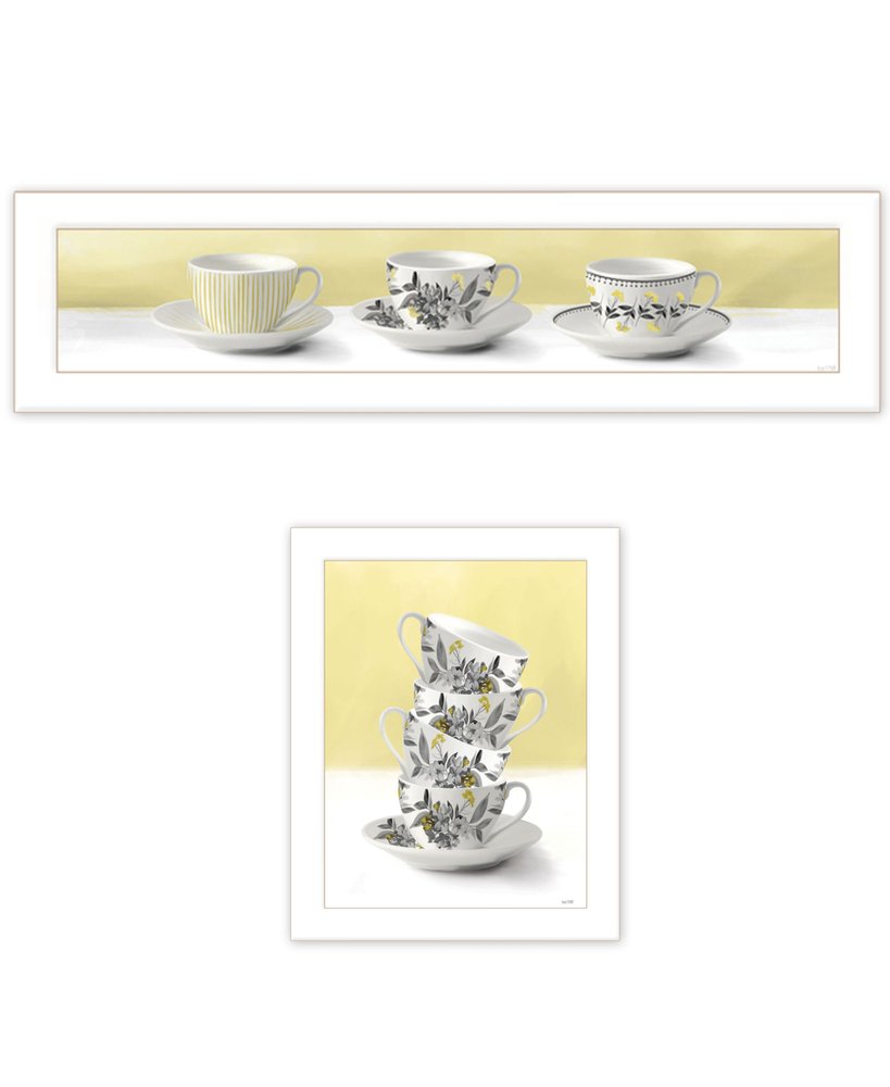 Set Of Two Teacups White Framed Print Kitchen Wall Art — view 1