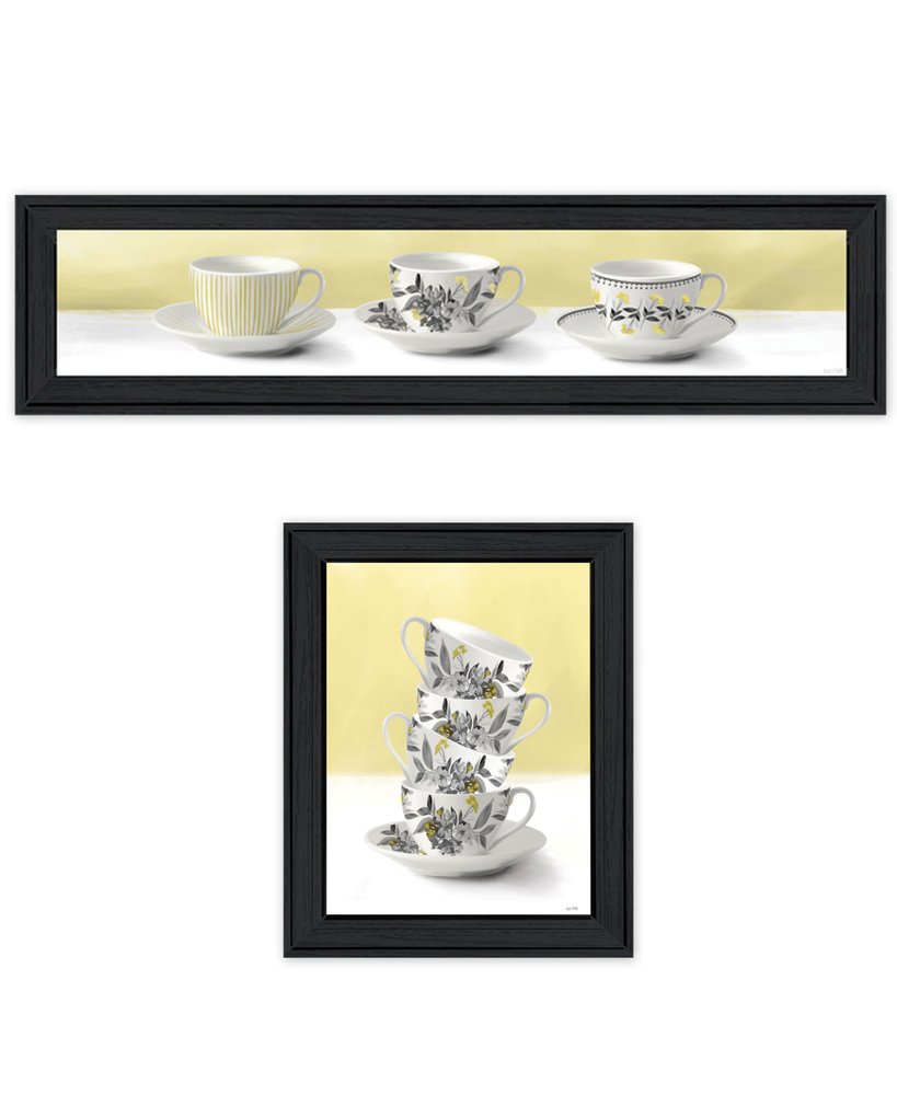 Set Of Two Teacups Black Framed Print Kitchen Wall Art — view 2