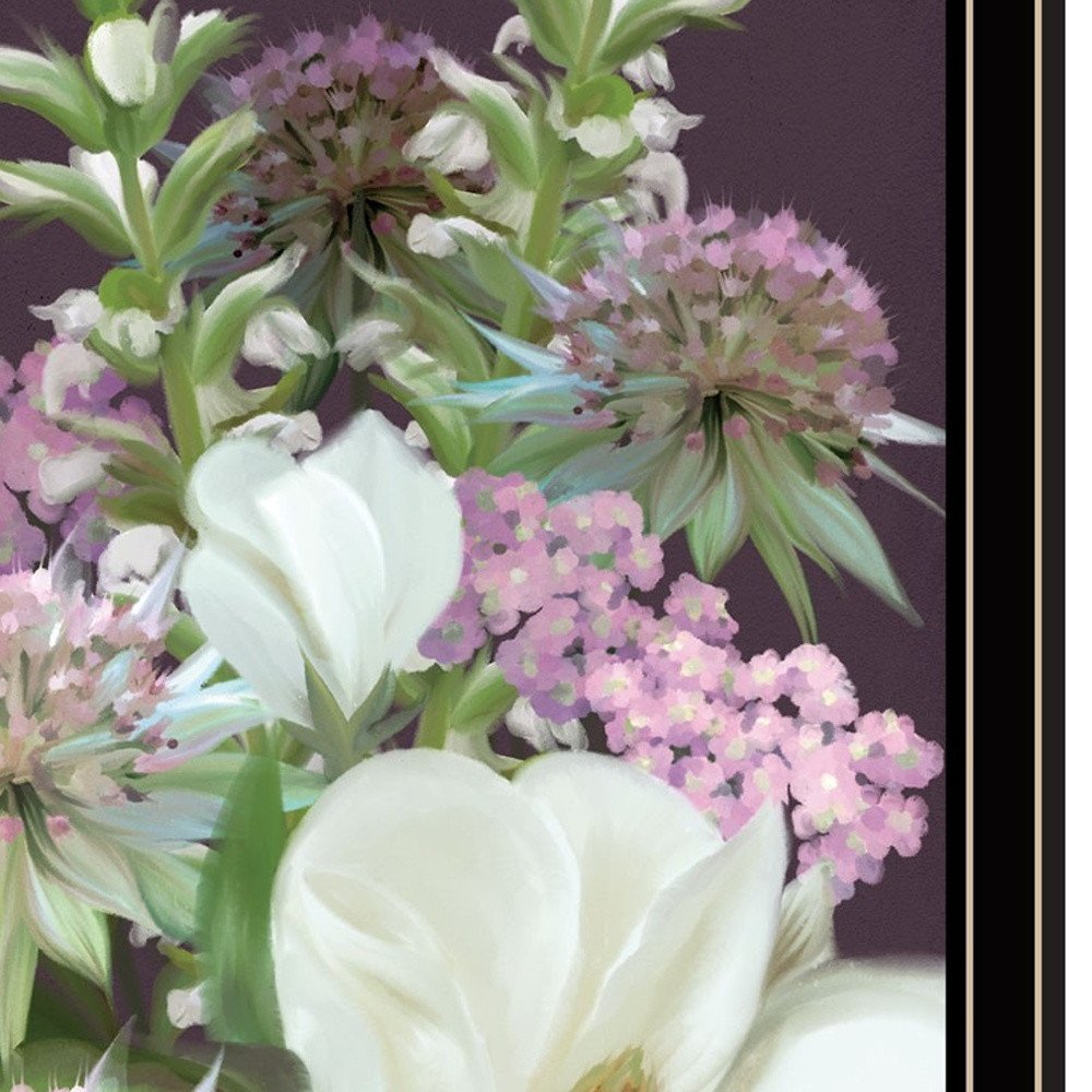 Set Of Two Lilac and Wild Plum Bouquet Black Framed Print Wall Art — view 7