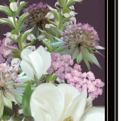 Set Of Two Lilac and Wild Plum Bouquet Black Framed Print Wall Art HomeRoots
