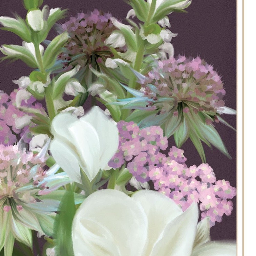 Set Of Two Lilac and Wild Plum Bouquet White Framed Print Wall Art HomeRoots