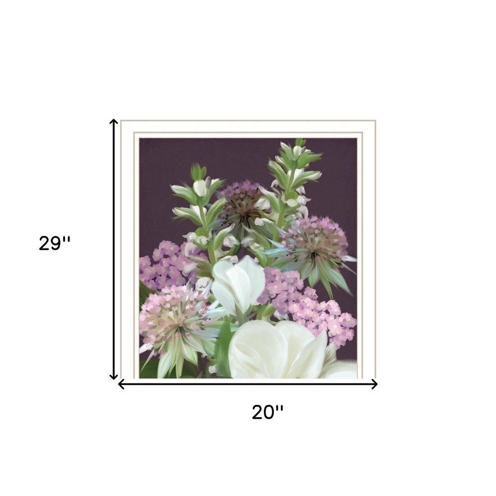 Set Of Two Lilac and Wild Plum Bouquet White Framed Print Wall Art HomeRoots