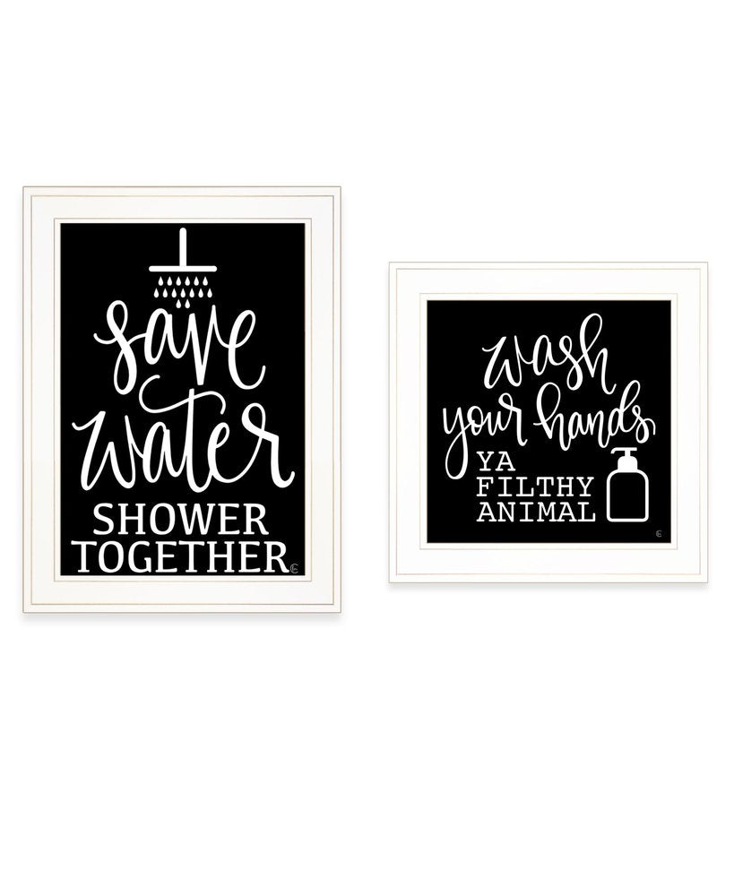 Set Of Two Wash Up White Framed Print Bathroom Wall Art HomeRoots