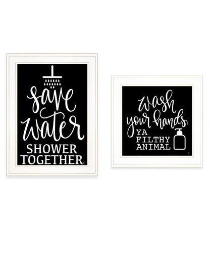 Set Of Two Wash Up White Framed Print Bathroom Wall Art HomeRoots