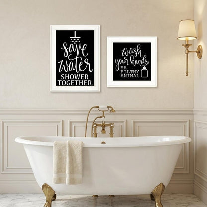 Set Of Two Wash Up White Framed Print Bathroom Wall Art HomeRoots