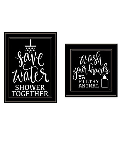 Set Of Two Wash Up Black Framed Print Bathroom Wall Art HomeRoots