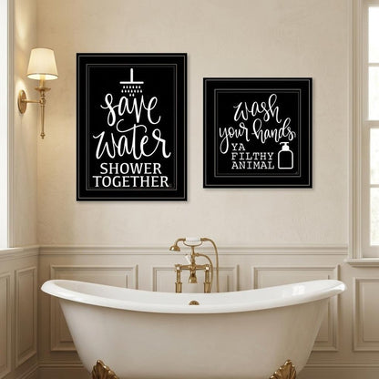 Set Of Two Wash Up Black Framed Print Bathroom Wall Art HomeRoots