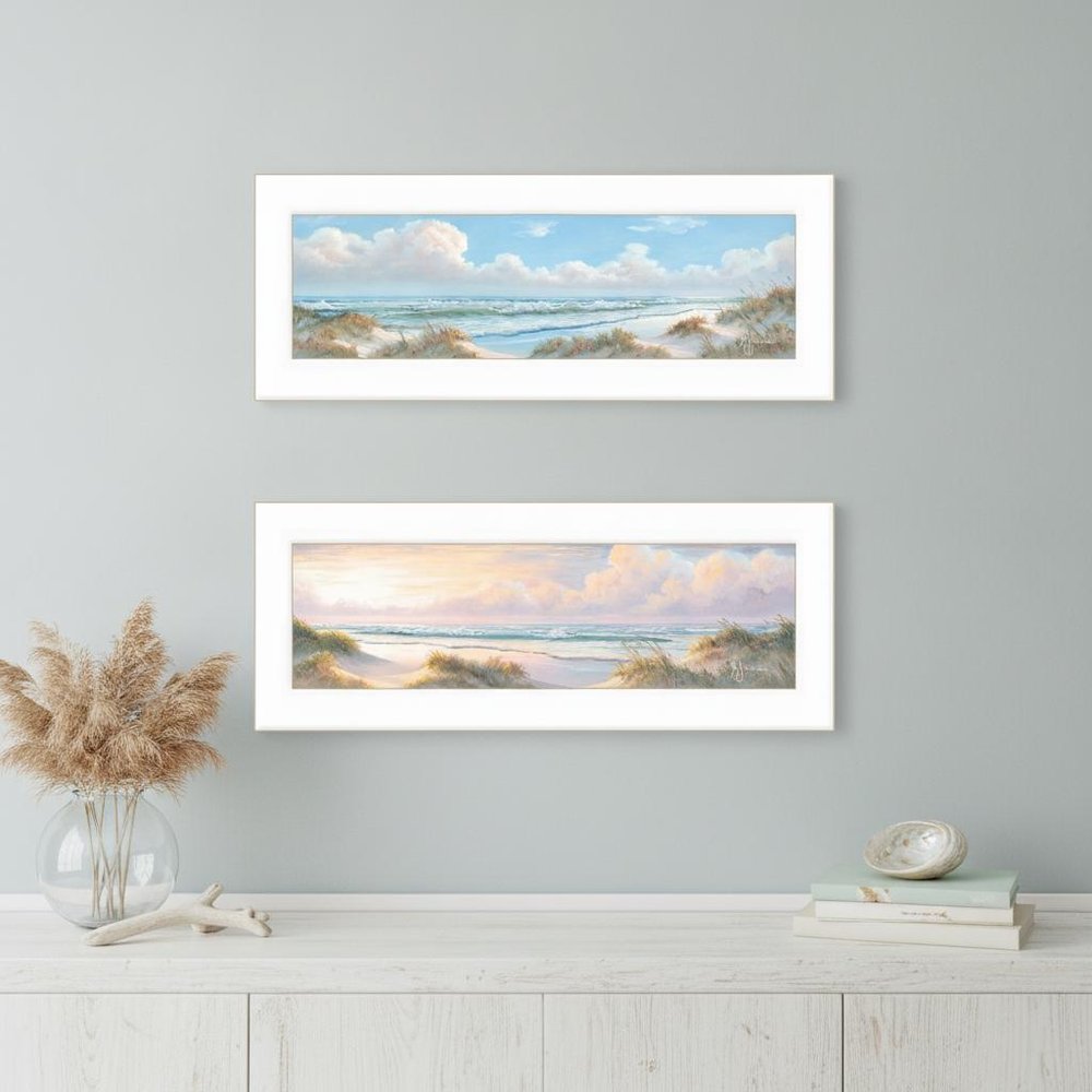 Set Of Two The Seascape 2 White Framed Print Wall Art HomeRoots