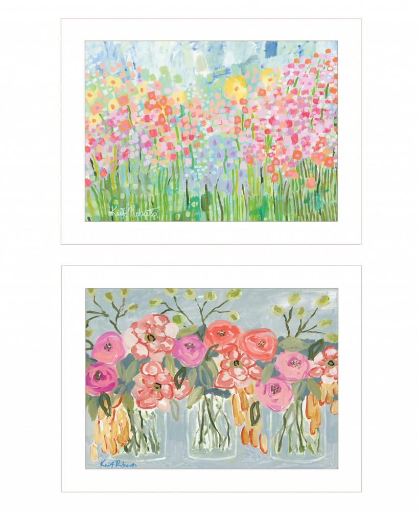Set Of Two Garden Flowers II 1 White Framed Print Wall Art HomeRoots