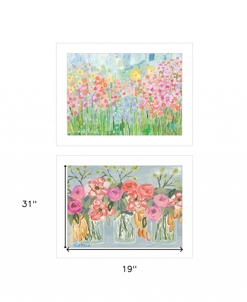 Set Of Two Garden Flowers II 1 White Framed Print Wall Art HomeRoots