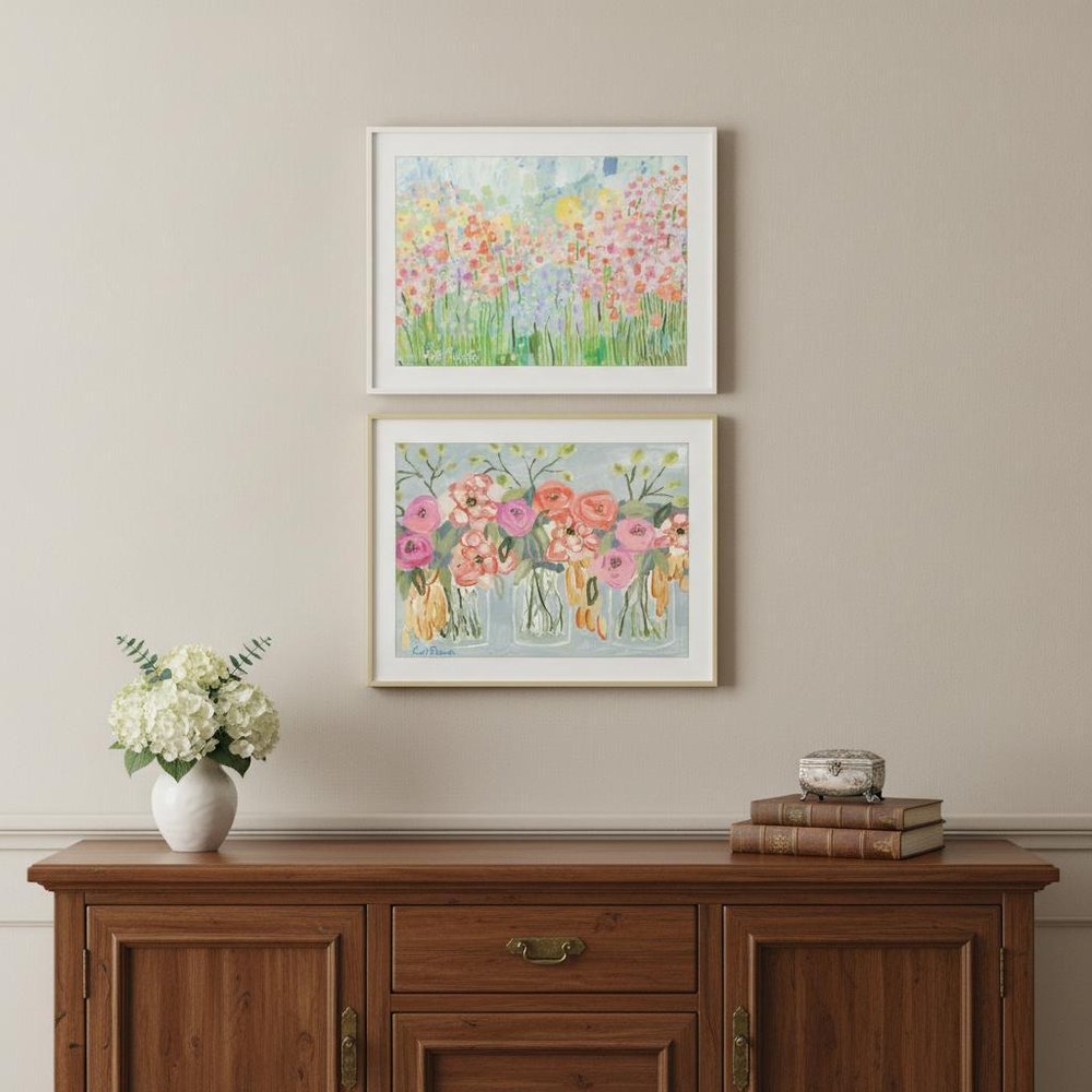 Set Of Two Garden Flowers II 1 White Framed Print Wall Art HomeRoots