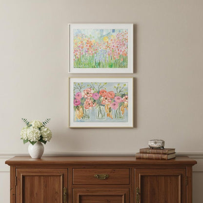 Set Of Two Garden Flowers II 1 White Framed Print Wall Art HomeRoots