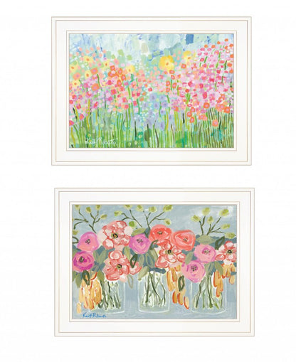 Set Of Two Garden Flowers II 2 White Framed Print Wall Art HomeRoots