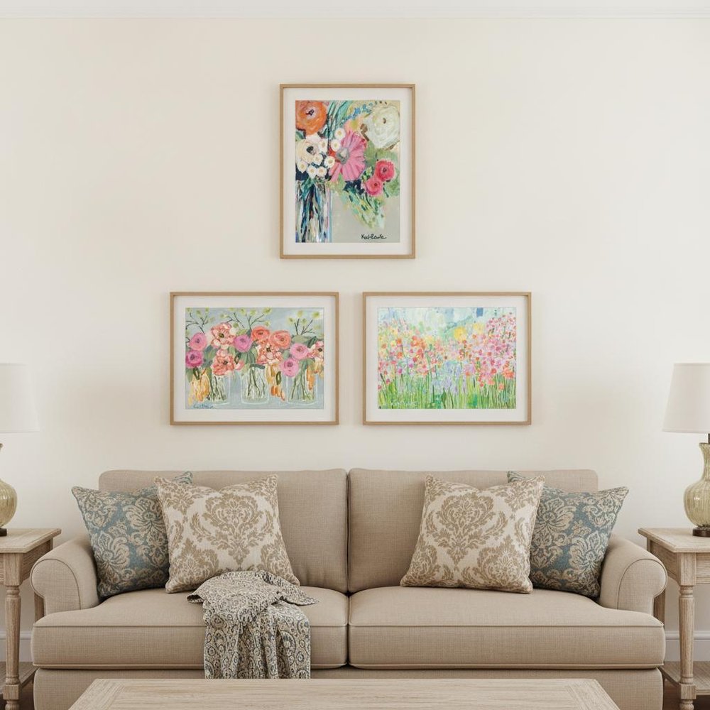 Set Of Three Garden Flowers White Framed Print Wall Art — view 4