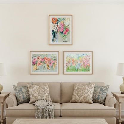Set Of Three Garden Flowers White Framed Print Wall Art HomeRoots